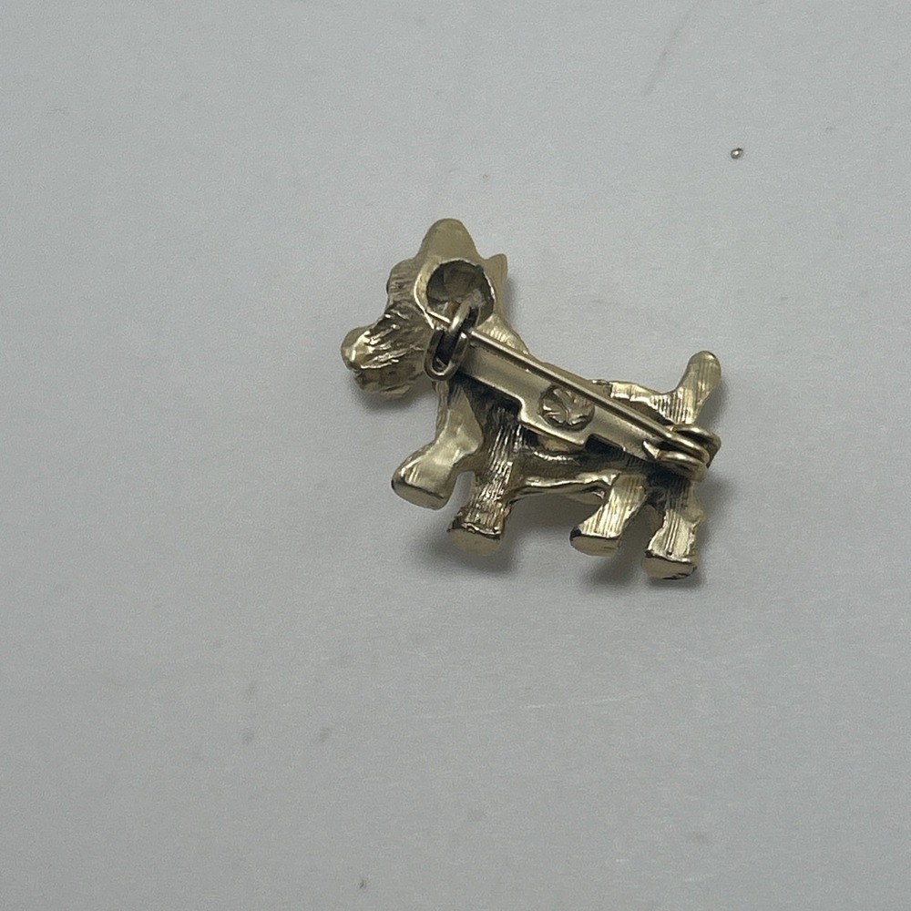 Vintage Scottish Terrier Dog Pin Metal Yellow/Gold - Picture 9 of 10